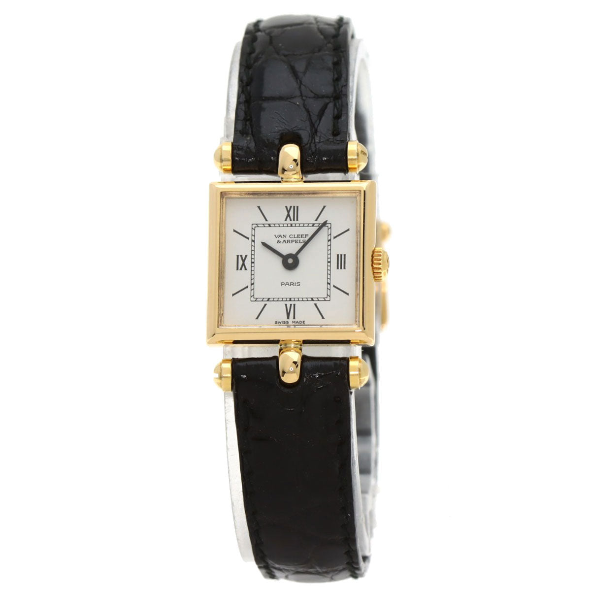 Van Cleef & Arpels Classic Carre Square Watches 122942B1 K18 Yellow Gold/Leather Ladies