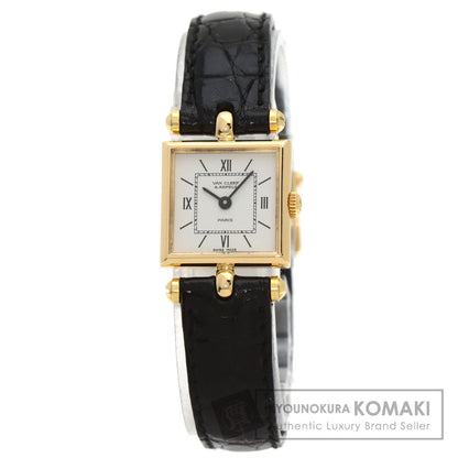 Van Cleef & Arpels Classic Carre Square Watches 122942B1 K18 Yellow Gold/Leather Ladies