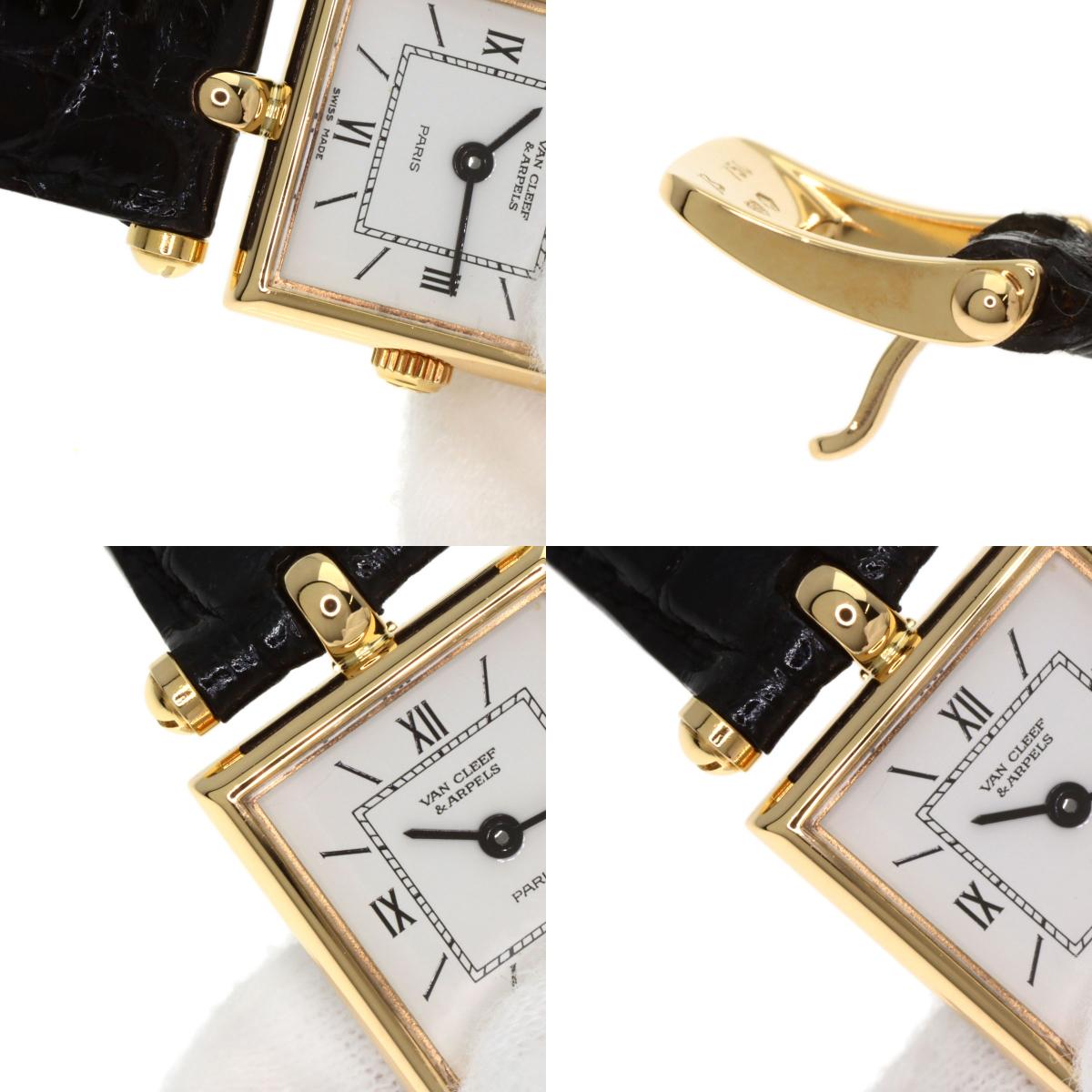 Van Cleef & Arpels Classic Carre Square Watches 122942B1 K18 Yellow Gold/Leather Ladies