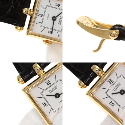 Van Cleef & Arpels Classic Carre Square Watches 122942B1 K18 Yellow Gold/Leather Ladies