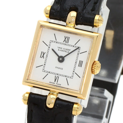 Van Cleef & Arpels Classic Carre Square Watches 122942B1 K18 Yellow Gold/Leather Ladies
