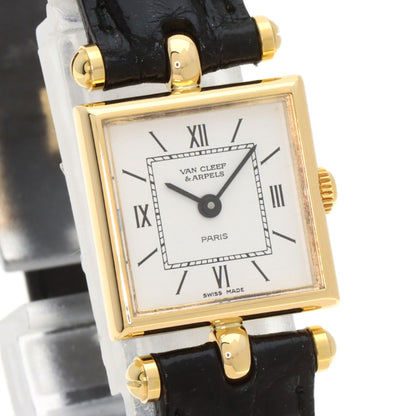 Van Cleef & Arpels Classic Carre Square Watches 122942B1 K18 Yellow Gold/Leather Ladies