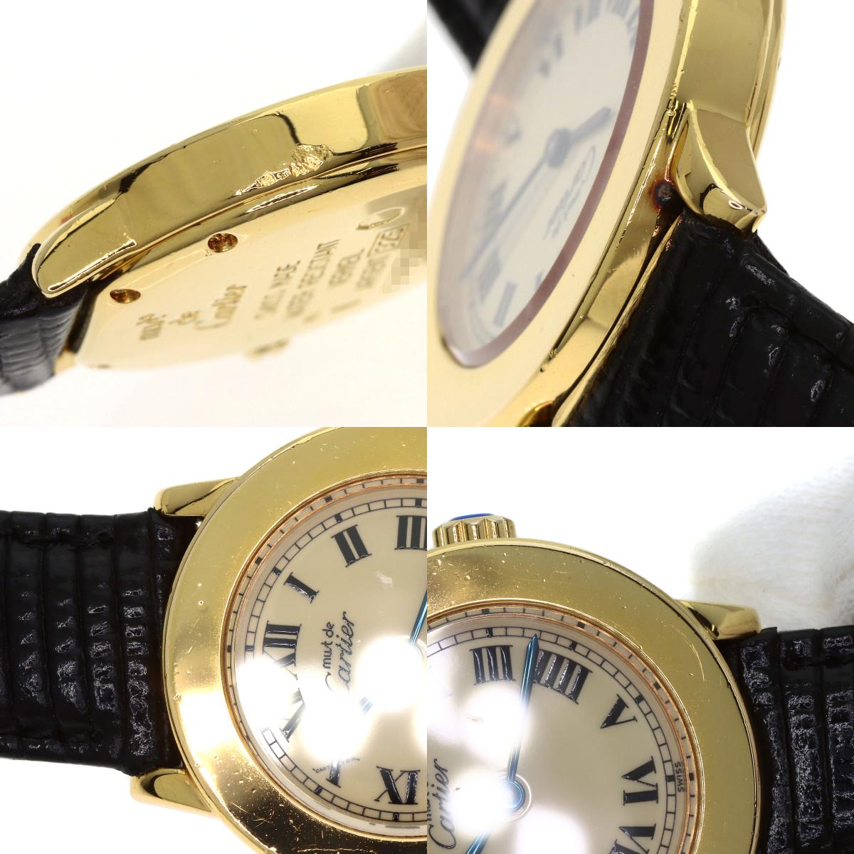 CARTIER Must Rondo Watches W1008743 Silver/Leather Ladies