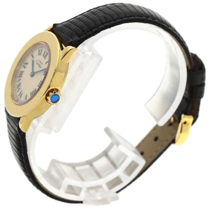 CARTIER Must Rondo Watches W1008743 Silver/Leather Ladies