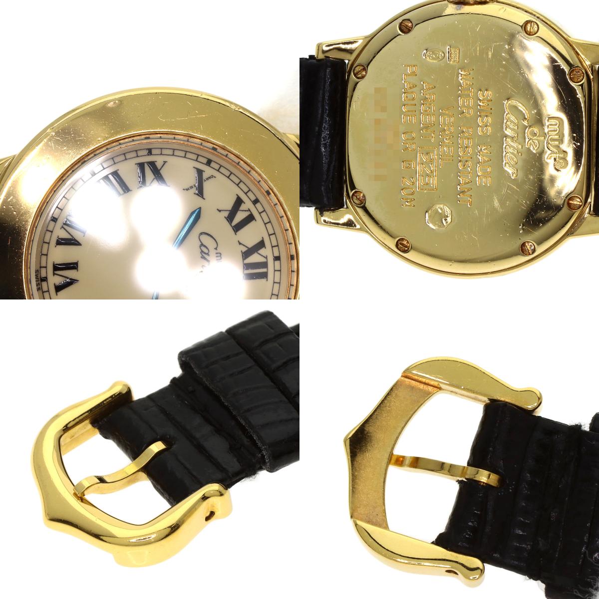 CARTIER Must Rondo Watches W1008743 Silver/Leather Ladies