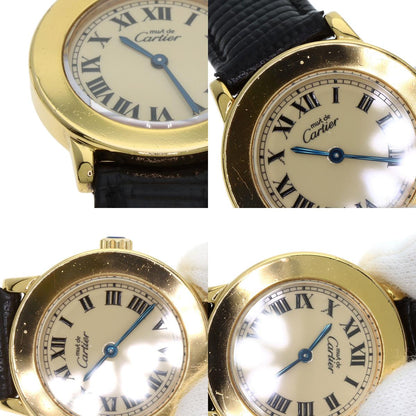 CARTIER Must Rondo Watches W1008743 Silver/Leather Ladies