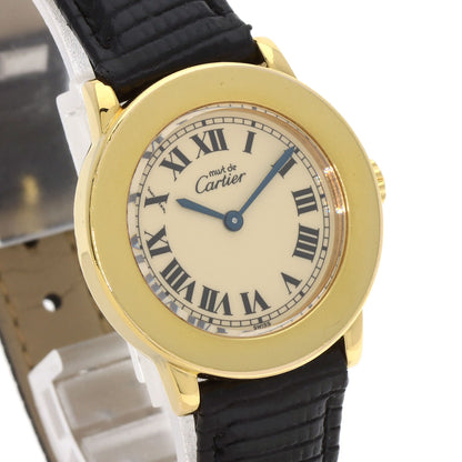 CARTIER Must Rondo Watches W1008743 Silver/Leather Ladies