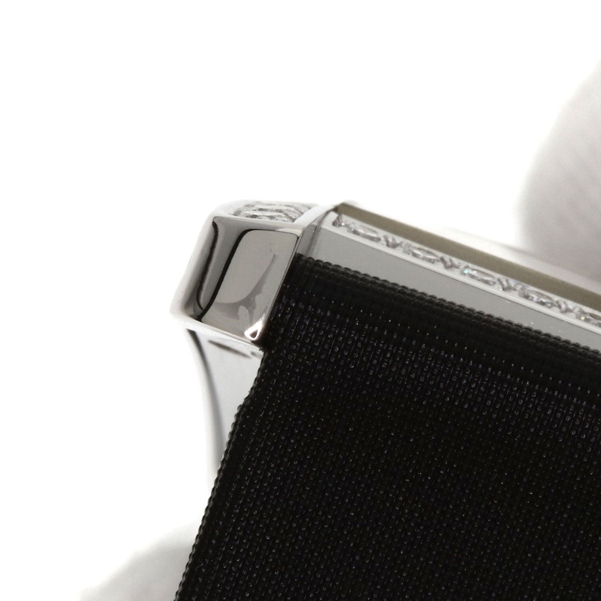 CARTIER Tank American SM BezelDiamond Watches WB706631 K18 White Gold/Satin x Leather Ladies