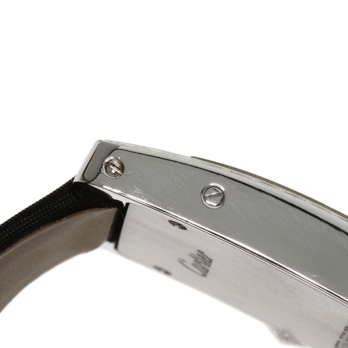 CARTIER Tank American SM BezelDiamond Watches WB706631 K18 White Gold/Satin x Leather Ladies