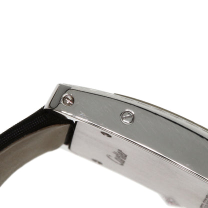 CARTIER Tank American SM BezelDiamond Watches WB706631 K18 White Gold/Satin x Leather Ladies