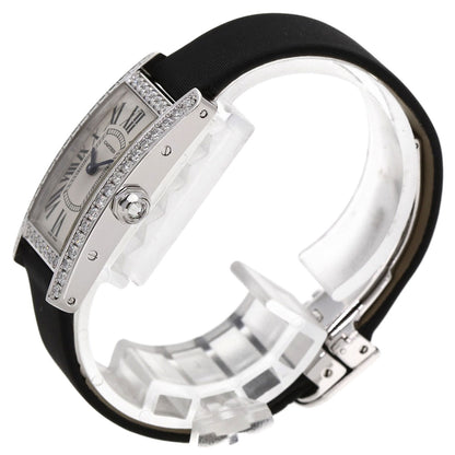 CARTIER Tank American SM BezelDiamond Watches WB706631 K18 White Gold/Satin x Leather Ladies