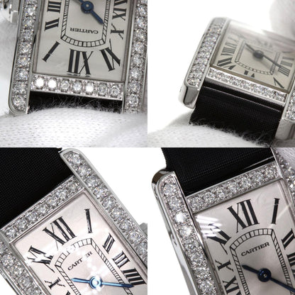 CARTIER Tank American SM BezelDiamond Watches WB706631 K18 White Gold/Satin x Leather Ladies