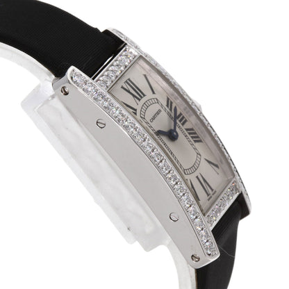 CARTIER Tank American SM BezelDiamond Watches WB706631 K18 White Gold/Satin x Leather Ladies
