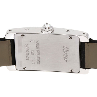 CARTIER Tank American SM BezelDiamond Watches WB706631 K18 White Gold/Satin x Leather Ladies