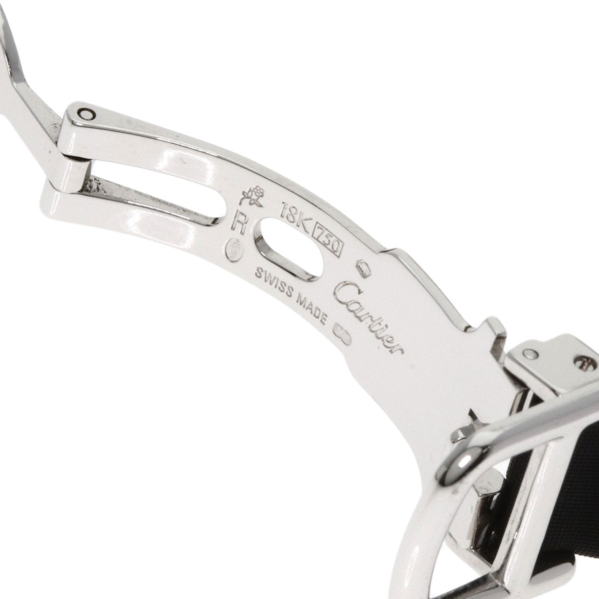 CARTIER Tank American SM BezelDiamond Watches WB706631 K18 White Gold/Satin x Leather Ladies