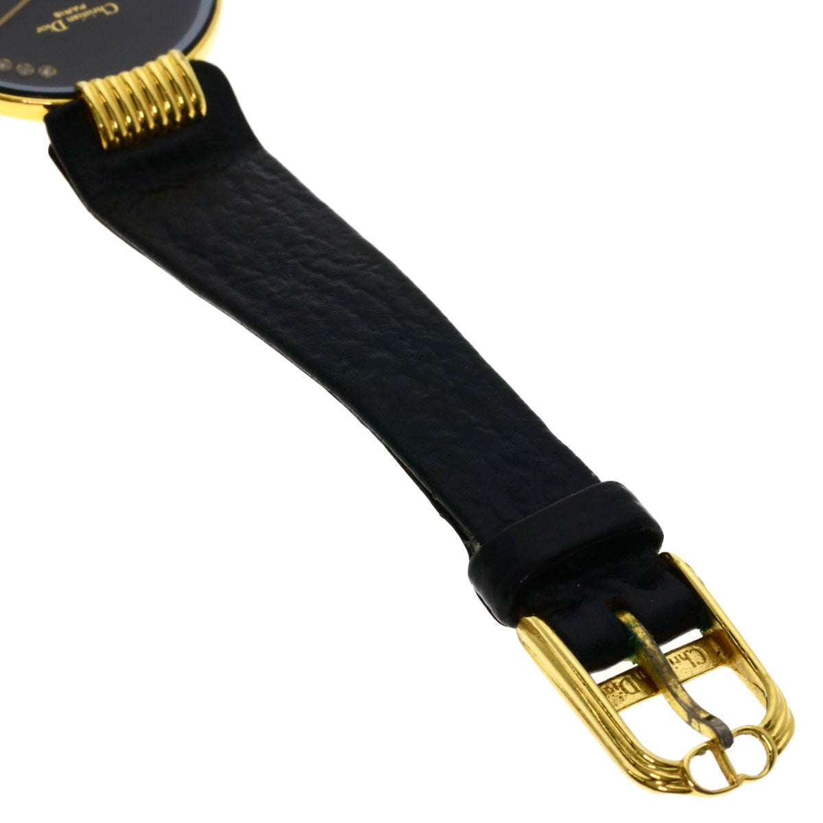 CHRISTIAN DIOR Round face Watches 46.153-3 Gold Plated/Leather Ladies