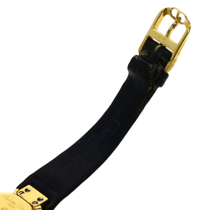 CHRISTIAN DIOR Round face Watches 46.153-3 Gold Plated/Leather Ladies