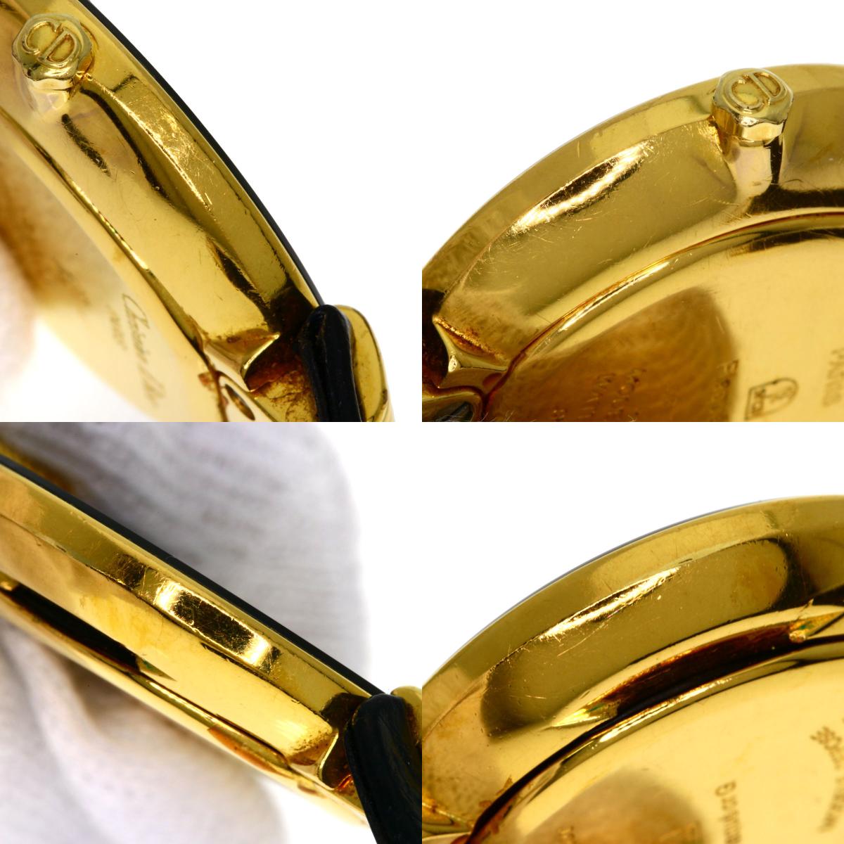 CHRISTIAN DIOR Round face Watches 46.153-3 Gold Plated/Leather Ladies