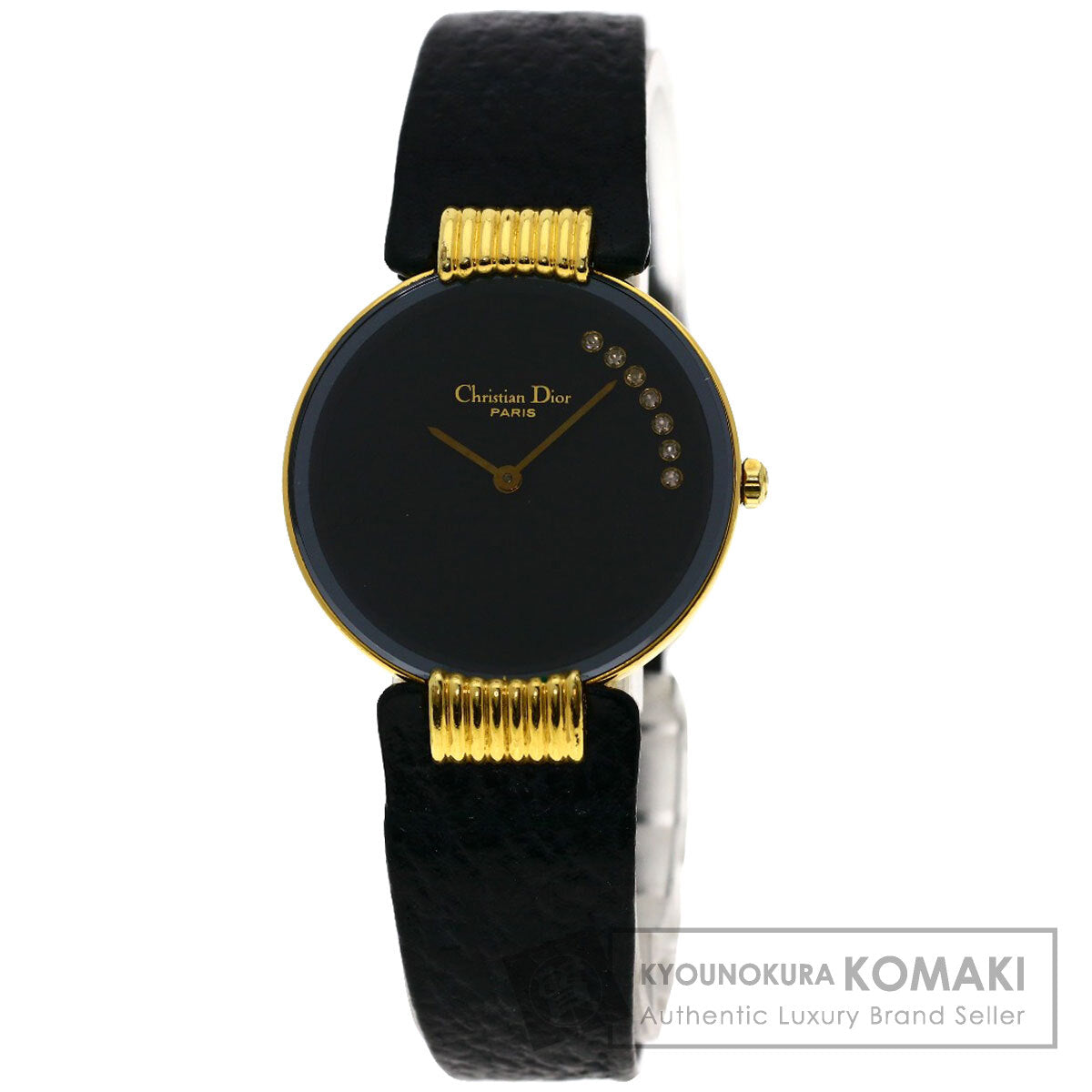 CHRISTIAN DIOR Round face Watches 46.153-3 Gold Plated/Leather Ladies