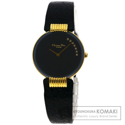 CHRISTIAN DIOR Round face Watches 46.153-3 Gold Plated/Leather Ladies