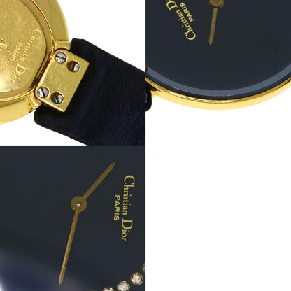 CHRISTIAN DIOR Round face Watches 46.153-3 Gold Plated/Leather Ladies