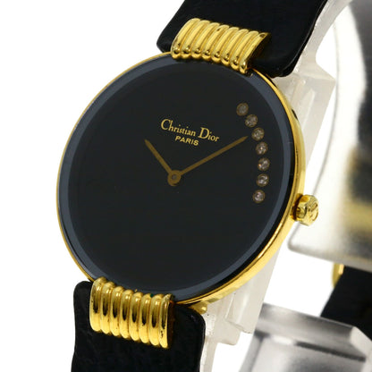 CHRISTIAN DIOR Round face Watches 46.153-3 Gold Plated/Leather Ladies