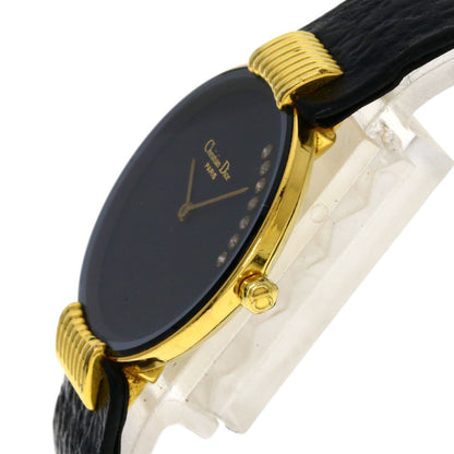 CHRISTIAN DIOR Round face Watches 46.153-3 Gold Plated/Leather Ladies