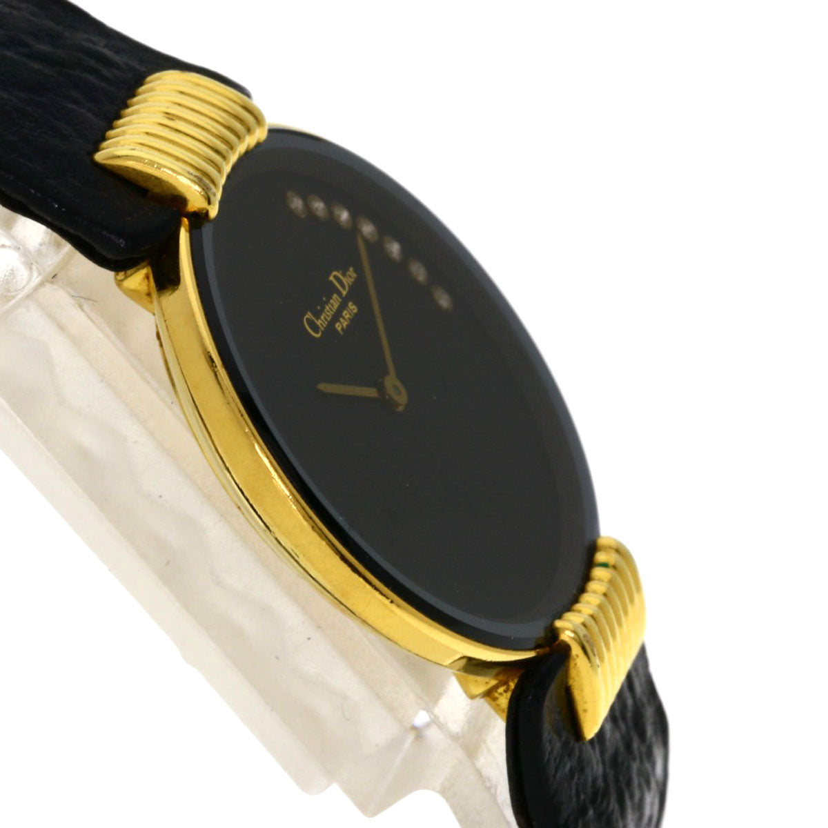 CHRISTIAN DIOR Round face Watches 46.153-3 Gold Plated/Leather Ladies