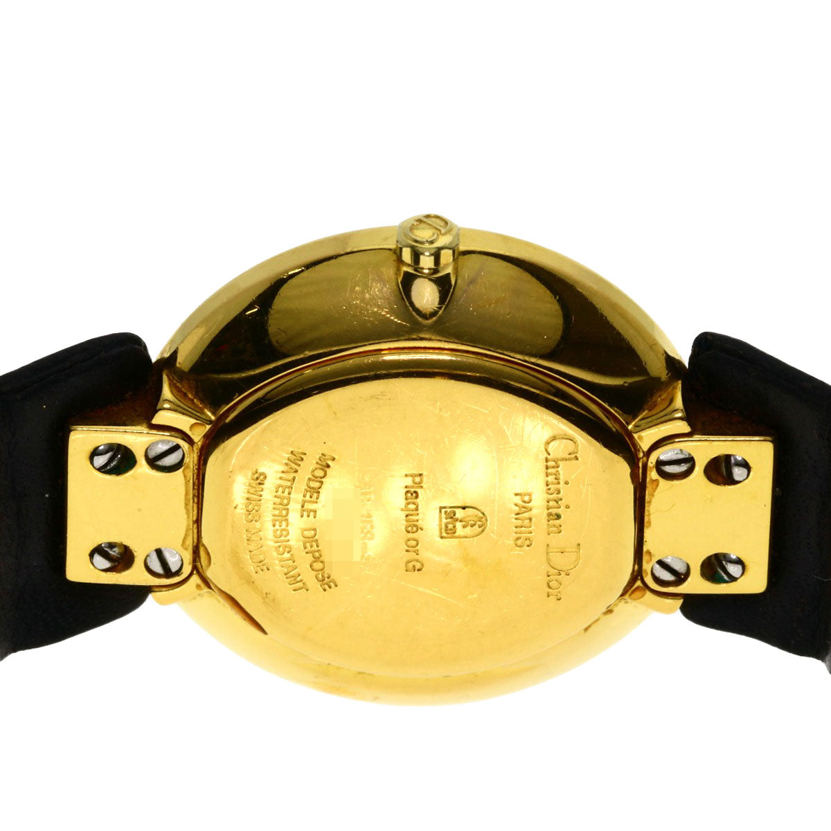 CHRISTIAN DIOR Round face Watches 46.153-3 Gold Plated/Leather Ladies