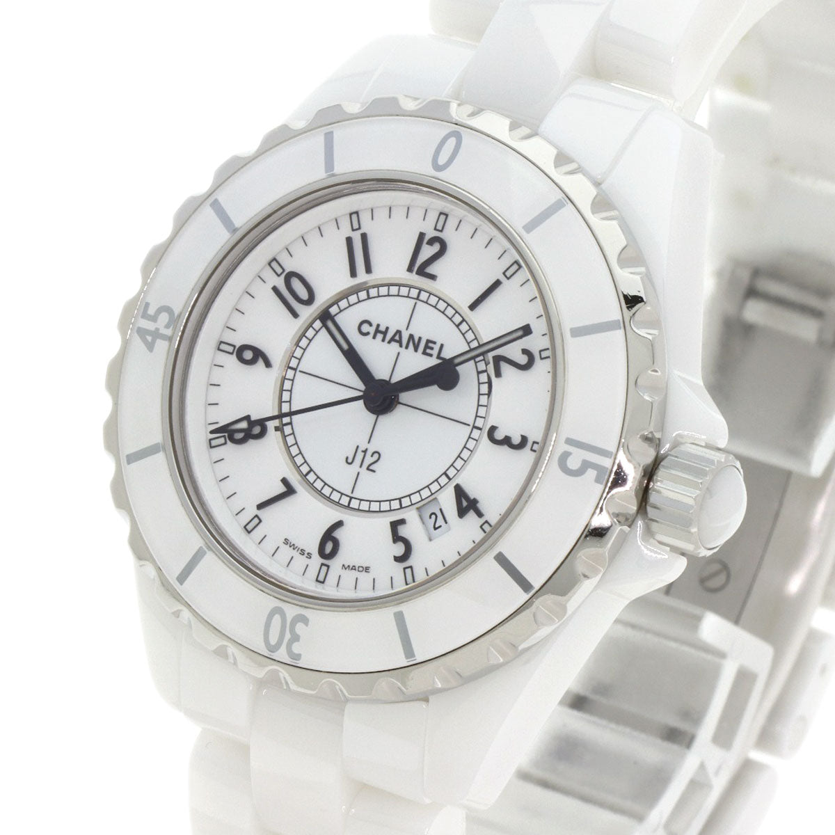 CHANEL J12 1.3 "White Ceramic Watches H0968 Ceramic/Ceramic Ladies