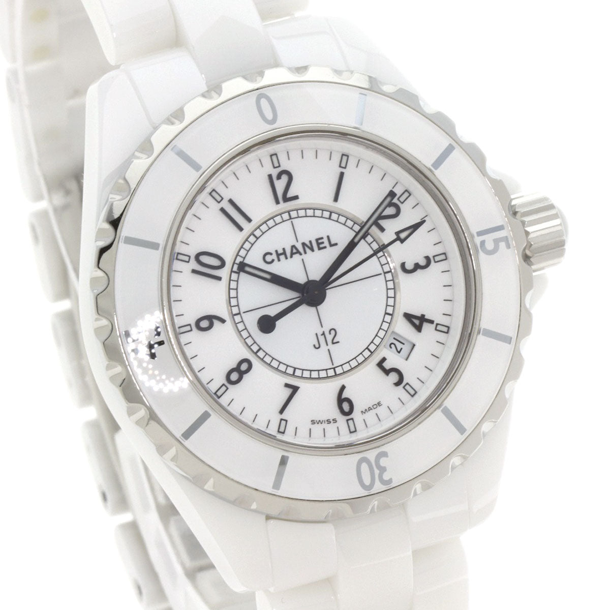 CHANEL J12 1.3 "White Ceramic Watches H0968 Ceramic/Ceramic Ladies