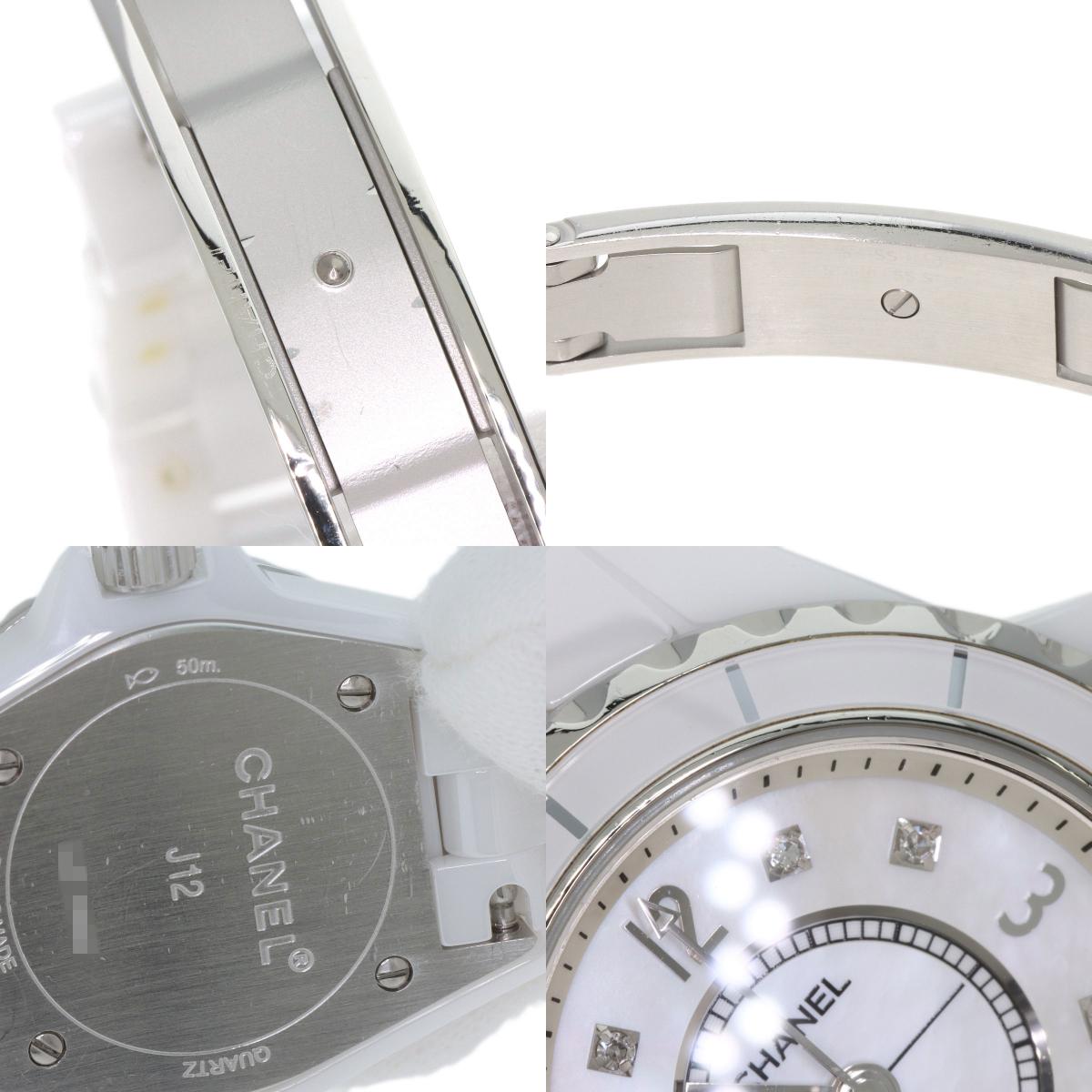 CHANEL J12 1.1" 8P Diamond White Ceramic Watches H2570 Ceramic/Ceramic Ladies