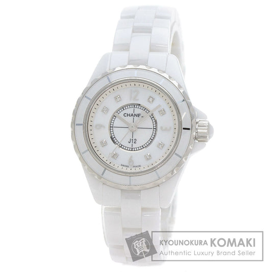 CHANEL J12 1.1" 8P Diamond White Ceramic Watches H2570 Ceramic/Ceramic Ladies