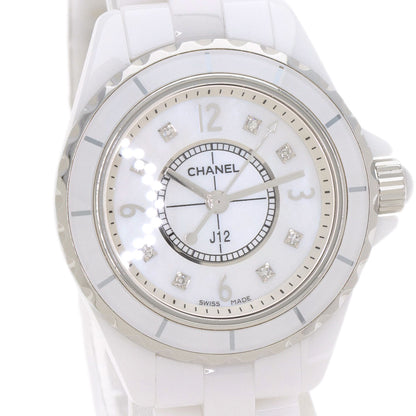 CHANEL J12 1.1" 8P Diamond White Ceramic Watches H2570 Ceramic/Ceramic Ladies