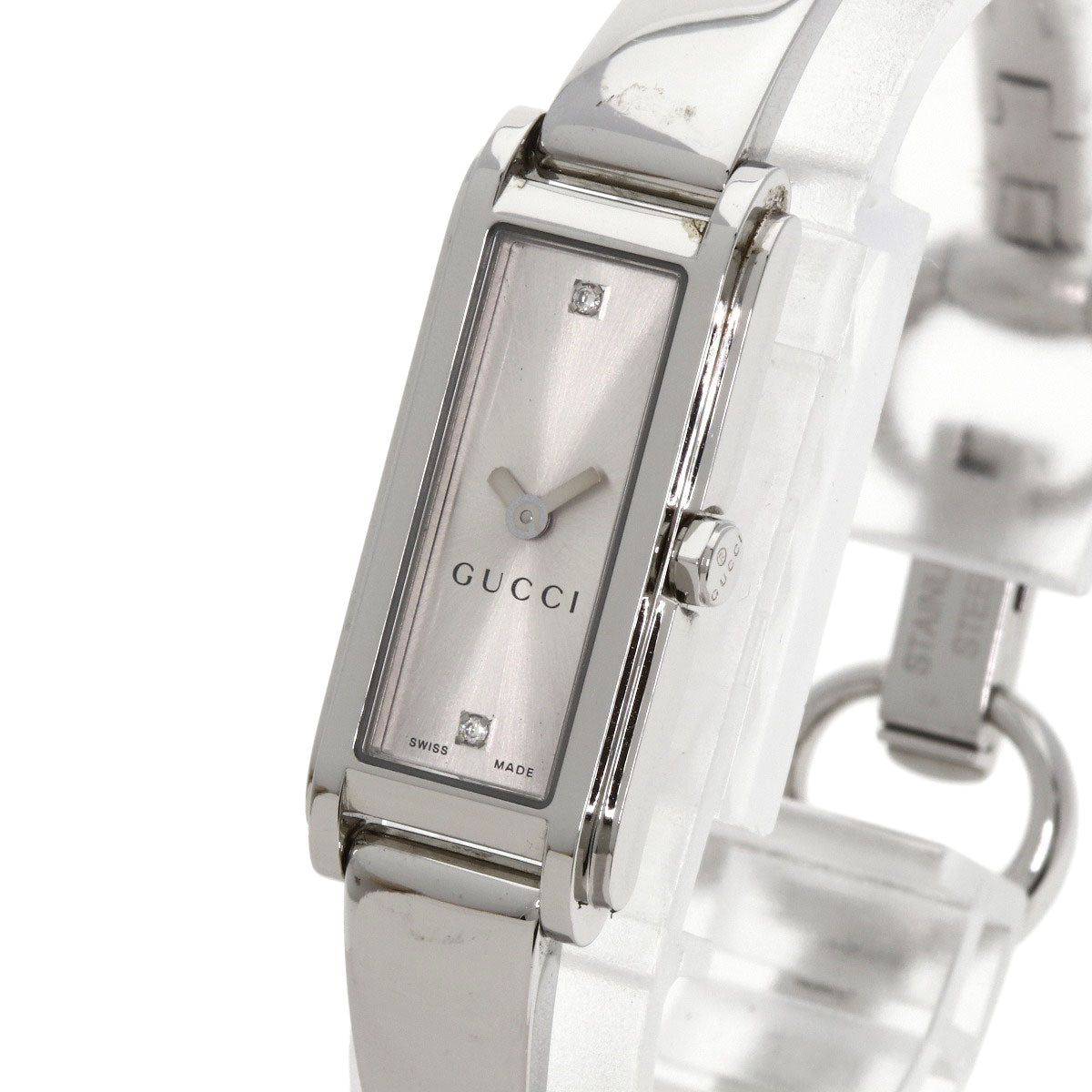 GUCCI Square Face 2P Diamond Watches 109 Stainless Steel/Stainless Steel Ladies