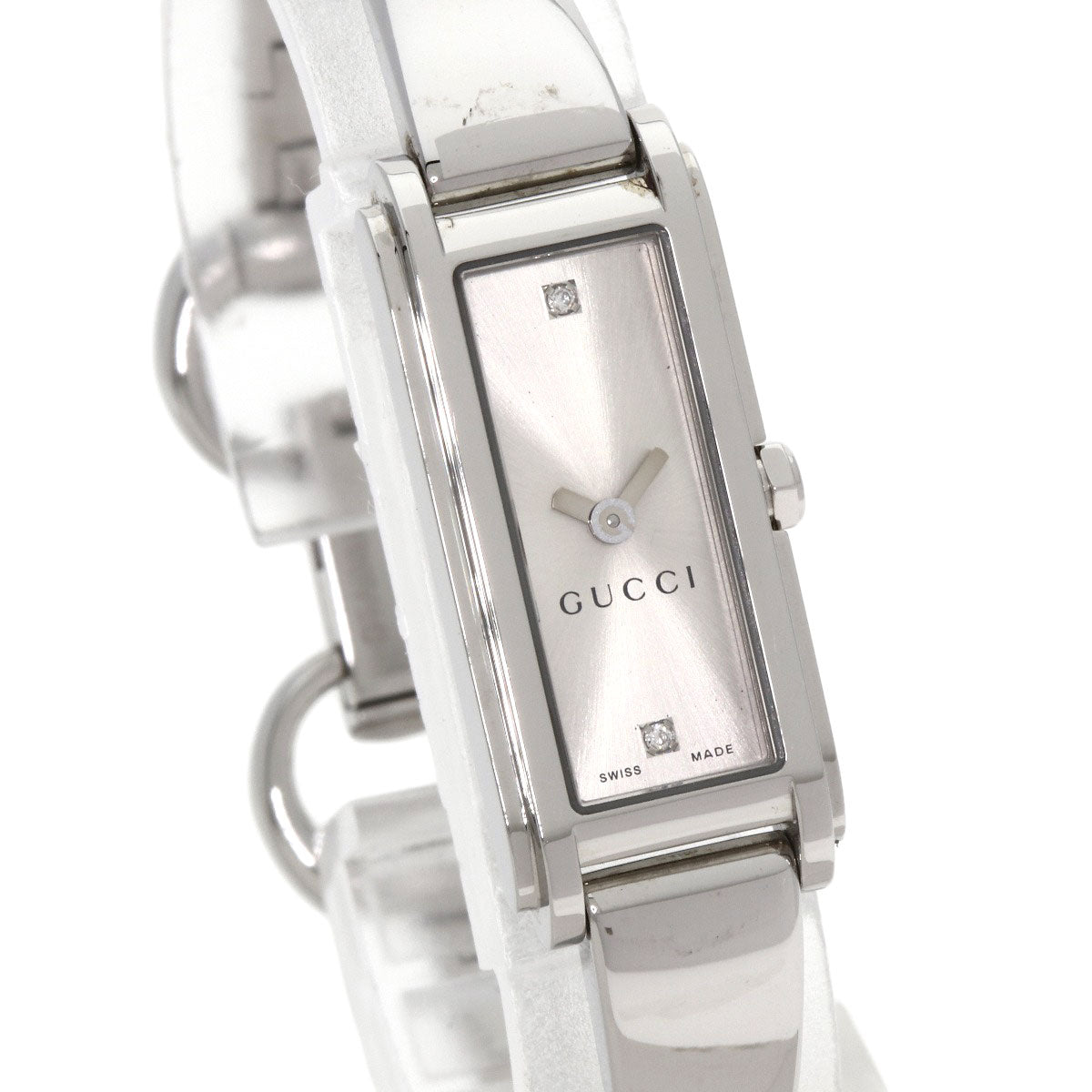 GUCCI Square Face 2P Diamond Watches 109 Stainless Steel/Stainless Steel Ladies