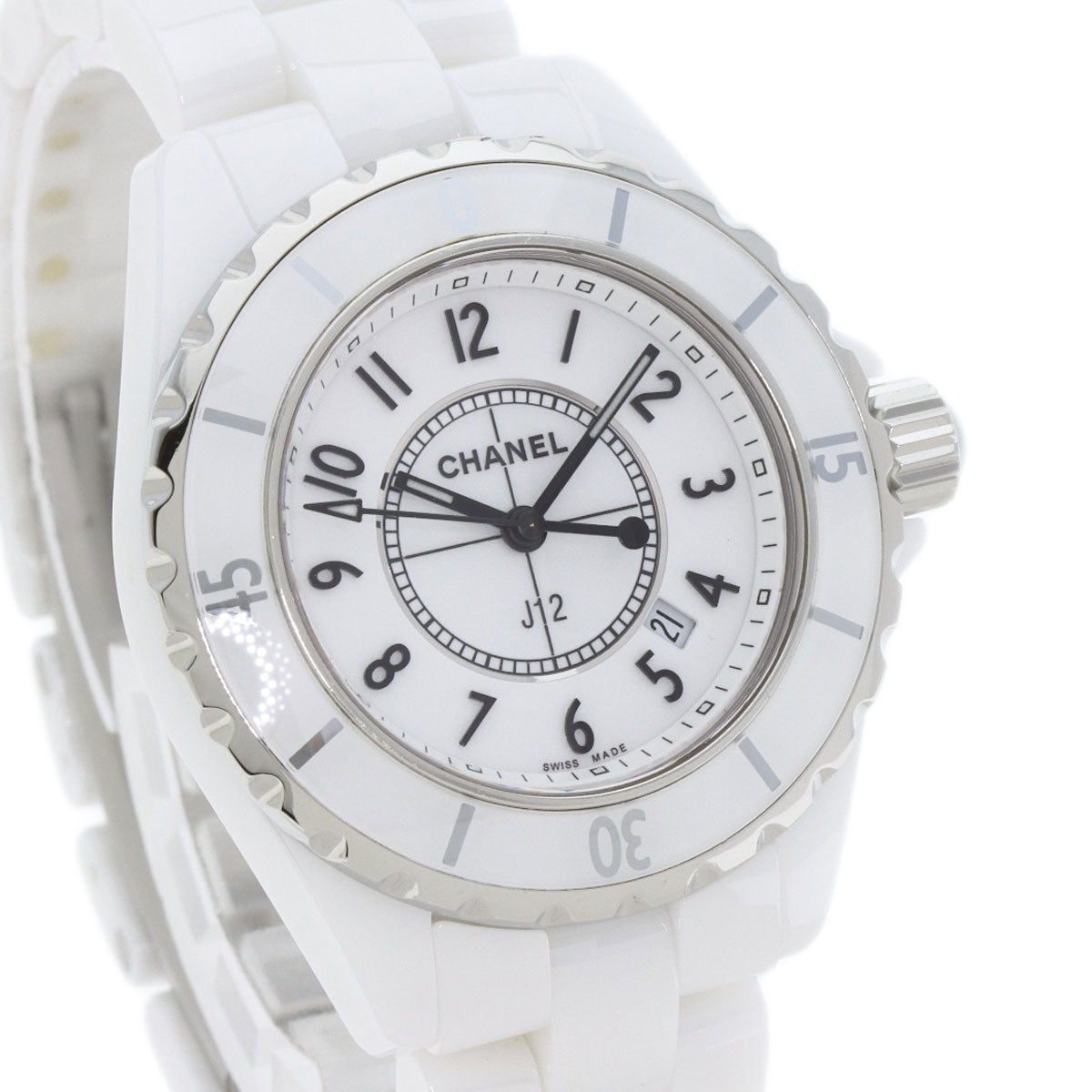 CHANEL J12 1.3 "White Ceramic Watches H0968 Ceramic/Ceramic Ladies