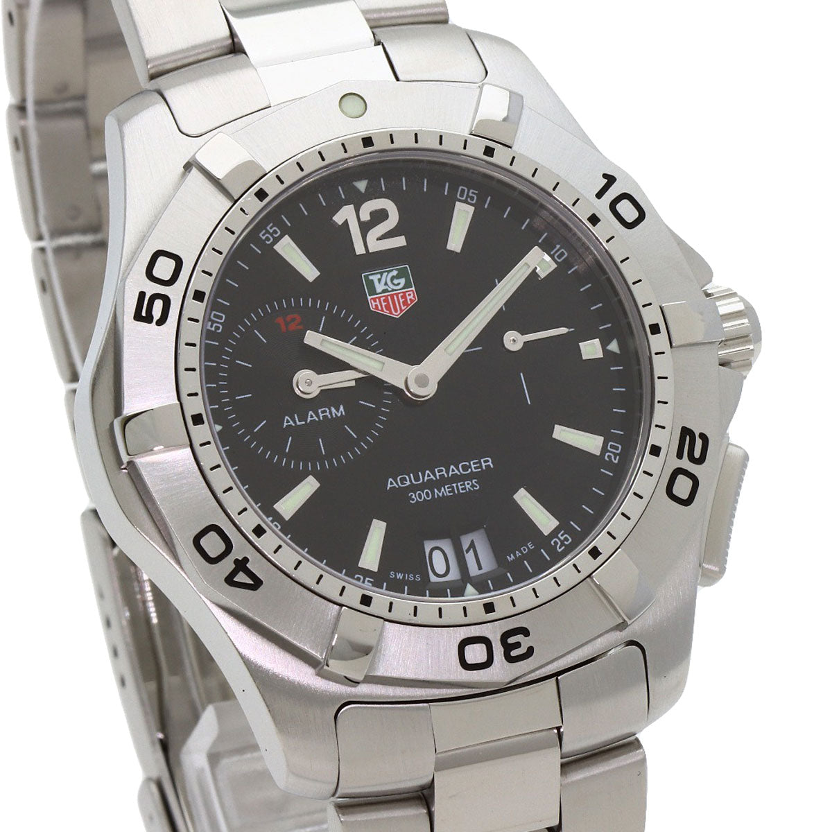 TAG HEUER Aquaracer Date Alarm Watches WAF111Z Stainless Steel/Stainless Steel mens