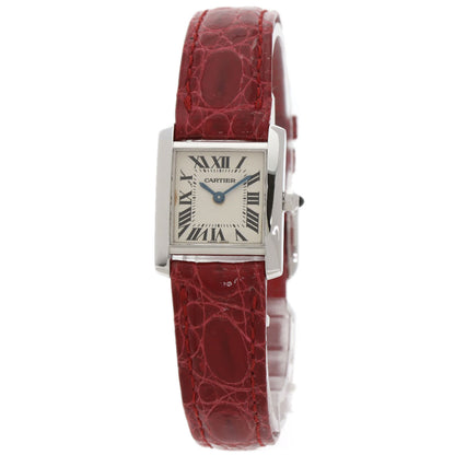 CARTIER Tank francaise SM Watches K18 White Gold/Leather Ladies