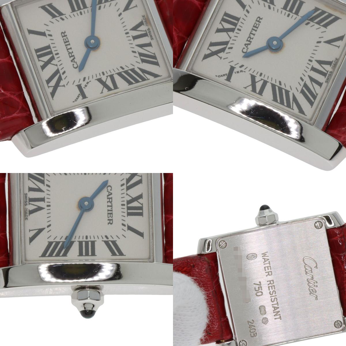 CARTIER Tank francaise SM Watches K18 White Gold/Leather Ladies