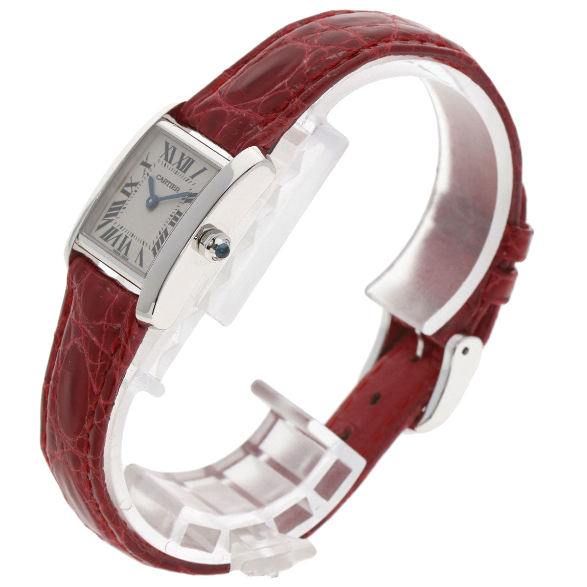 CARTIER Tank francaise SM Watches K18 White Gold/Leather Ladies