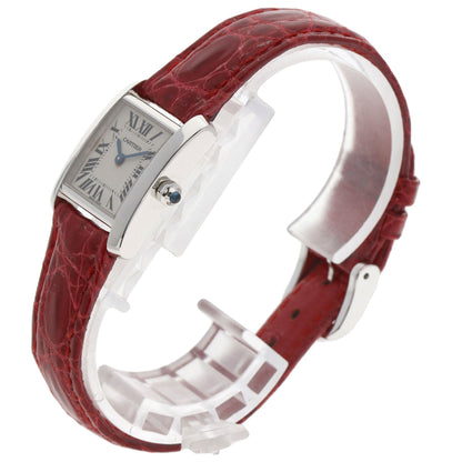 CARTIER Tank francaise SM Watches K18 White Gold/Leather Ladies