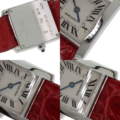 CARTIER Tank francaise SM Watches K18 White Gold/Leather Ladies