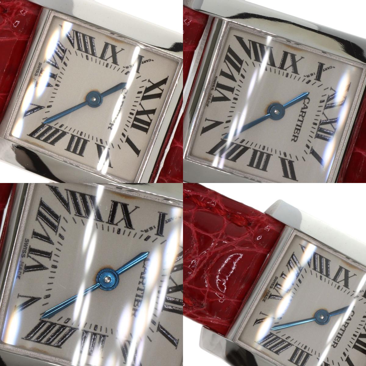 CARTIER Tank francaise SM Watches K18 White Gold/Leather Ladies