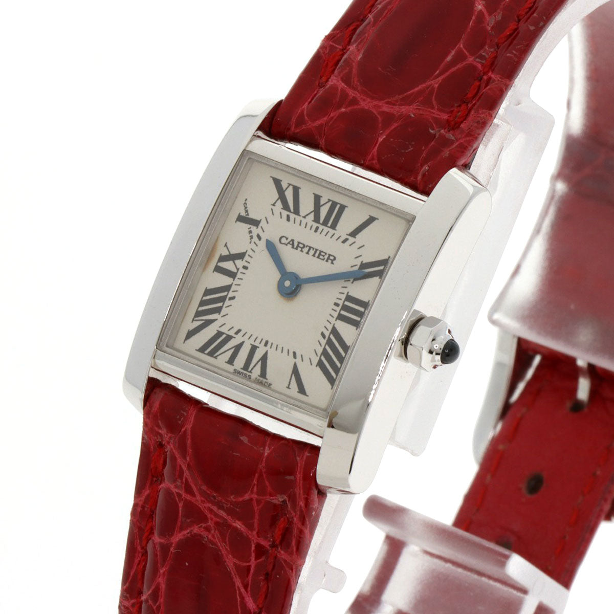 CARTIER Tank francaise SM Watches K18 White Gold/Leather Ladies