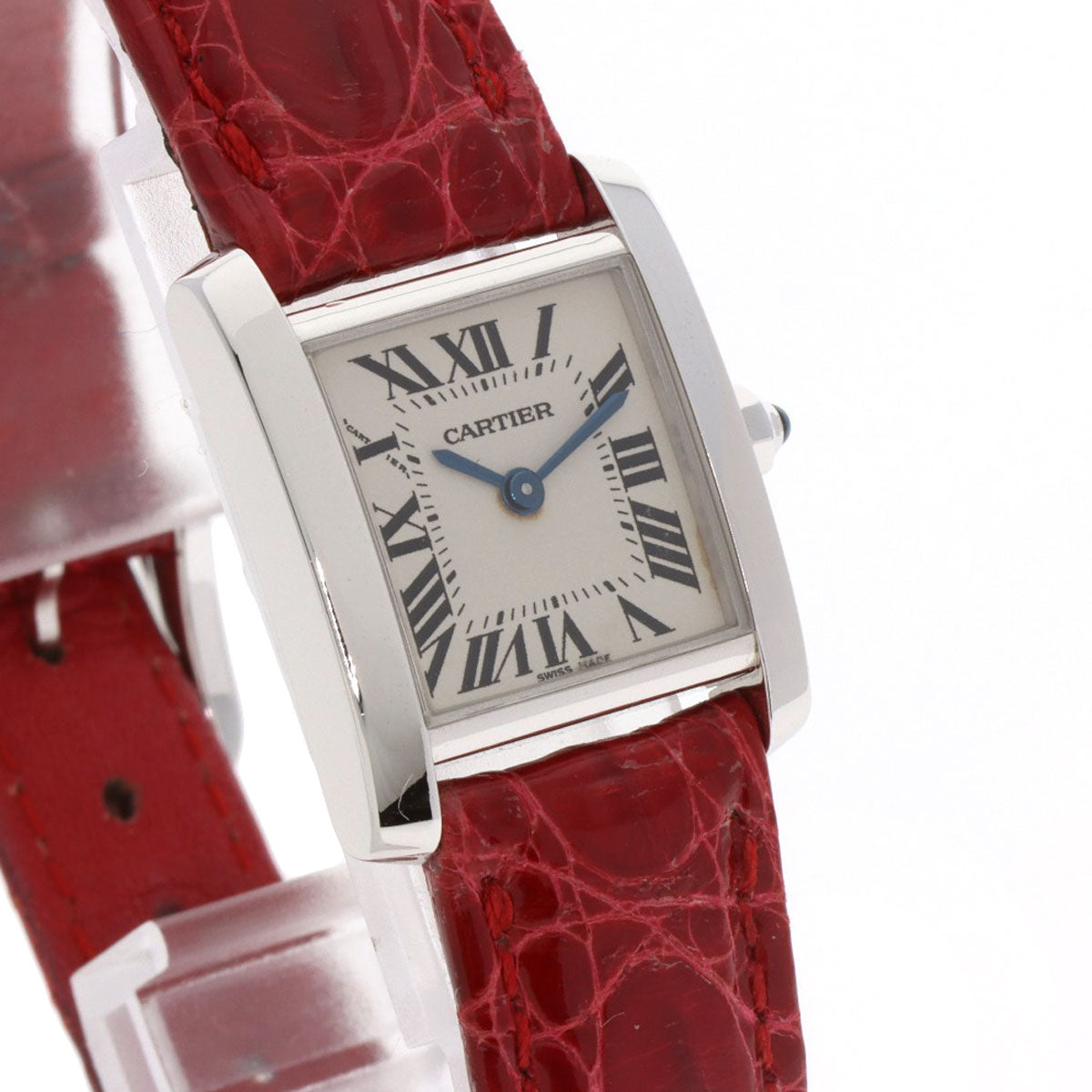 CARTIER Tank francaise SM Watches K18 White Gold/Leather Ladies