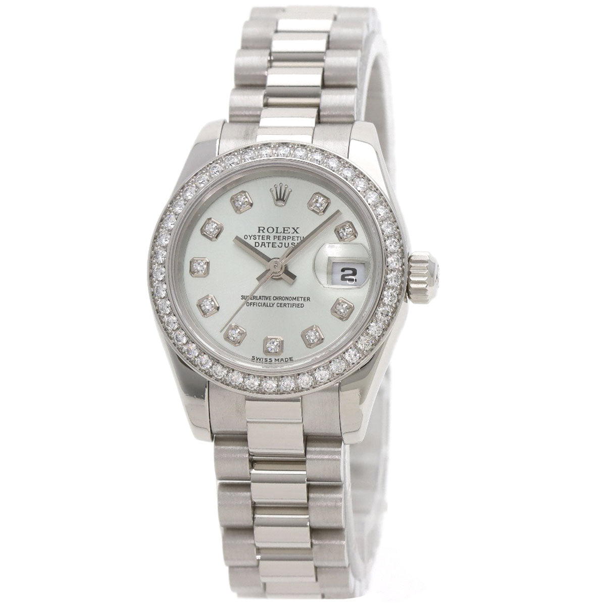 ROLEX Datejust 10P Bezel Diamond Watches 179136G Platinum/PT Ladies