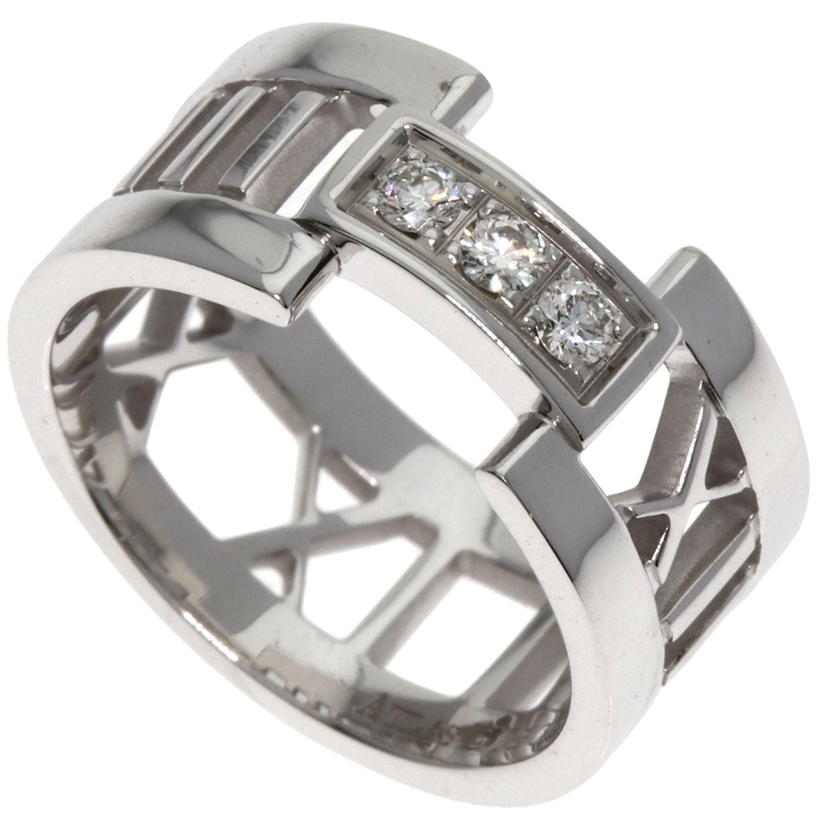 TIFFANY&Co. Open Atlas 3P Diamond Ring K18 White Gold Ladies [Used]