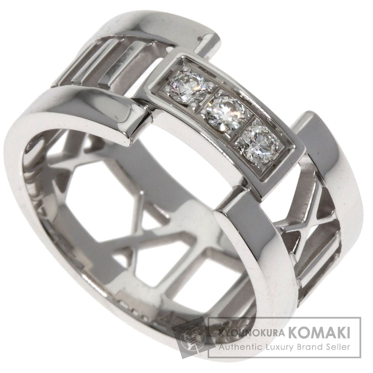 TIFFANY&Co. Open Atlas 3P Diamond Ring K18 White Gold Ladies [Used]