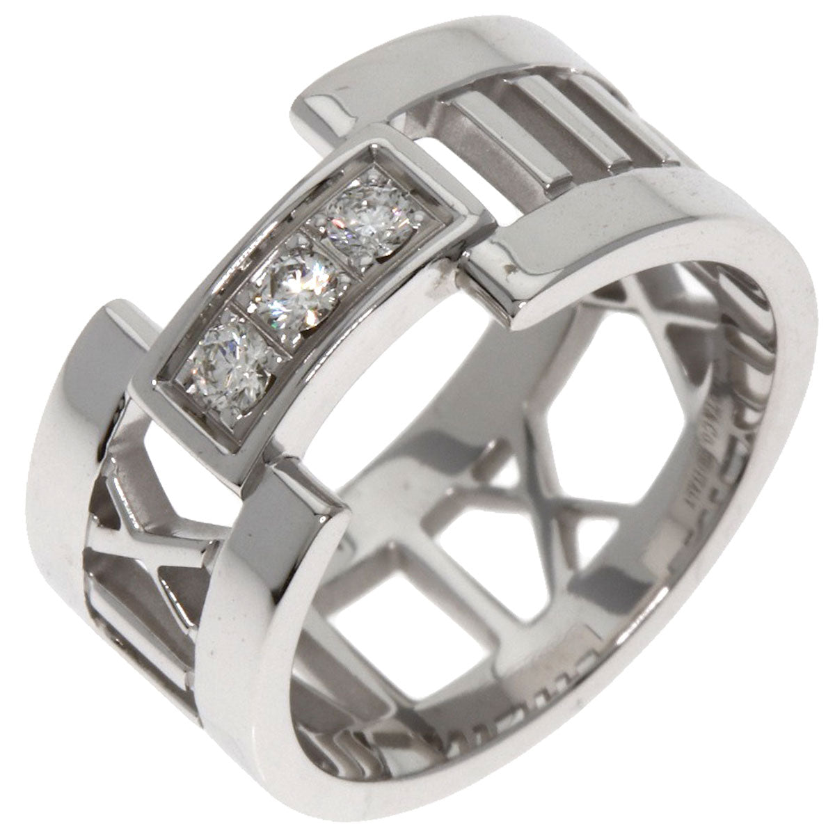TIFFANY&Co. Open Atlas 3P Diamond Ring K18 White Gold Ladies [Used]